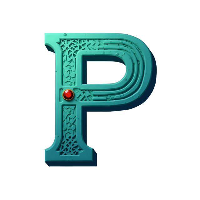Free transparent PNG: Geometric Turquoise Letter P PNG Design with Gemstone Cabochon
