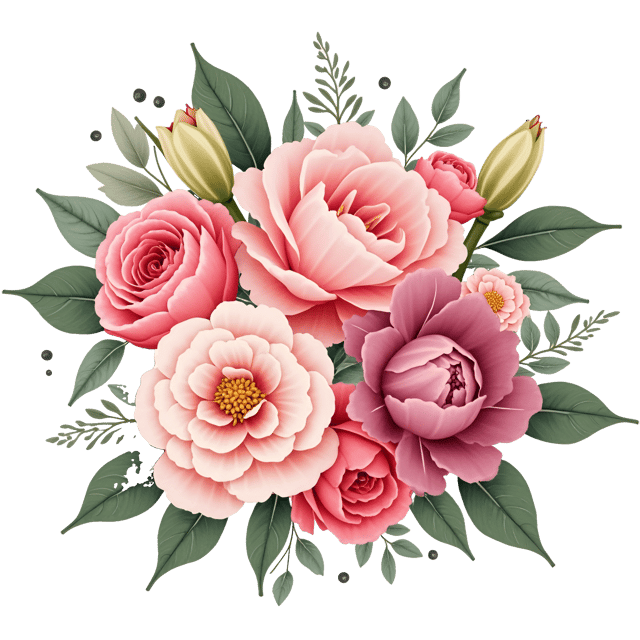 Free transparent PNG: Breathtaking Bouquet of Roses, Lilies, and Peonies - Beautiful Clipart with Transparent Background