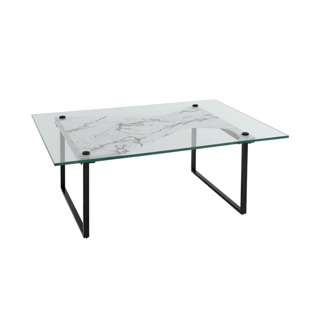 Free transparent PNG: Contemporary Glass Coffee Table with Metal Legs and Marble Base PNG