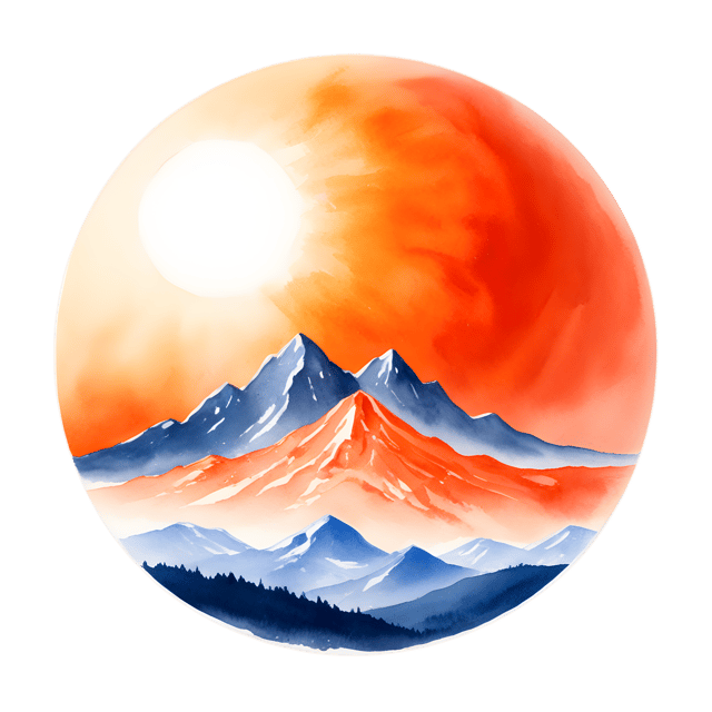 Free transparent PNG: Fiery Sphere Rising Above Mountains PNG Transparent Background