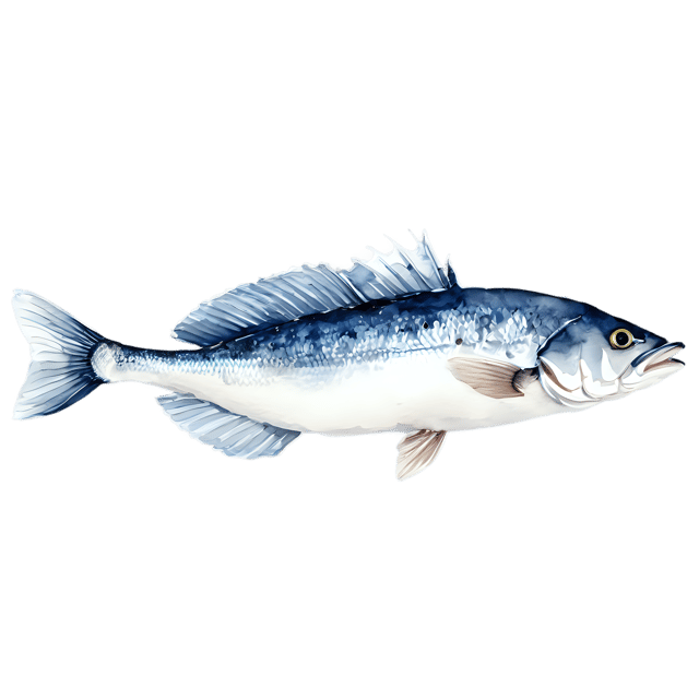 Free transparent PNG: Transparent Sea Bass Watercolor PNG – Gentle Fish Illustration for Crafts & Design