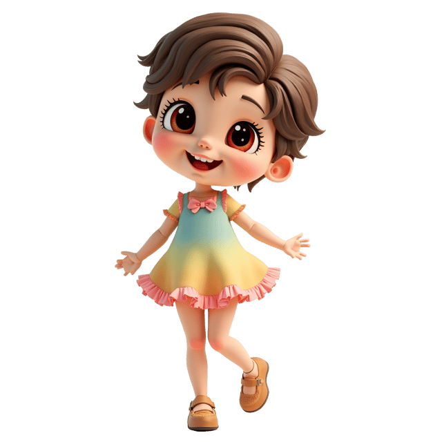 Free transparent PNG: Charming Humanoid in Pastel-Colored Dress Illustration