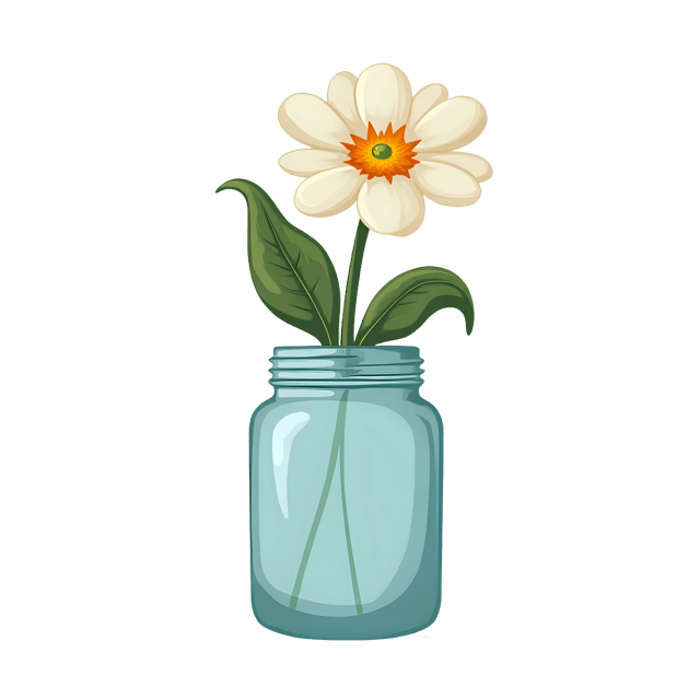 Free transparent PNG: White Flower in Mason Jar PNG with Transparent Background