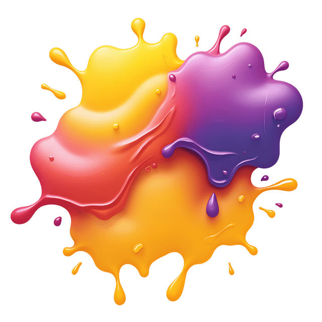 Free transparent PNG: Vibrant Yellow and Rich Violet Splash Illustration with Reflective Qualities