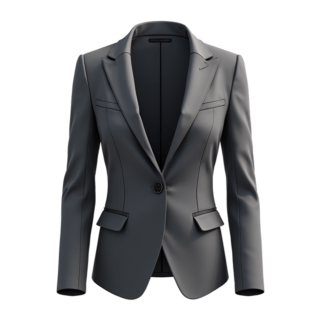 Free transparent PNG: Gray Blazer with Notch Lapel and Subtle Stitching Details on White Background