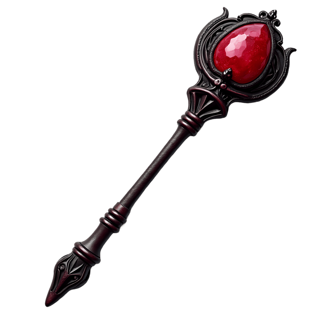 Free transparent PNG: Ruby-Encrusted Staff with Dark Magic Swirling Patterns PNG