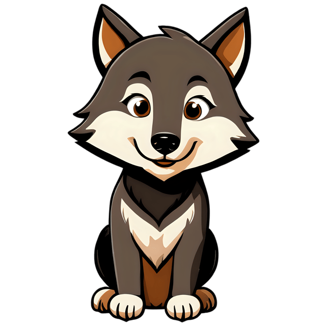 Free transparent PNG: Cute Cartoon Wolf Illustration PNG for Animal Art and Kids Projects