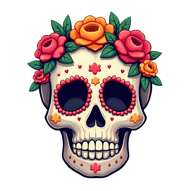 Free transparent PNG: Floral Skull Design with Transparent Background PNG