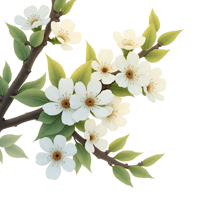 Free transparent PNG: Blossoming Pear Tree White Flowers Soft Light Clipart Illustration
