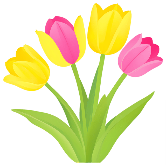 Free transparent PNG: Vibrant Pink and Yellow Tulips PNG with Transparent Background for Artistic Design