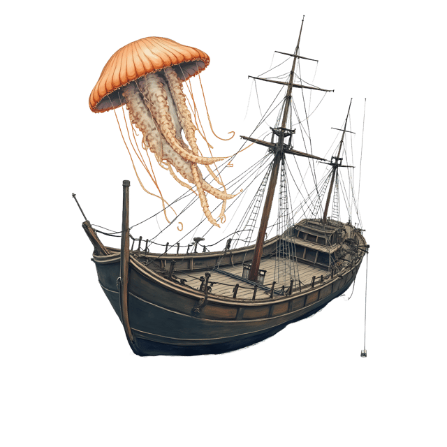 Free transparent PNG: Jellyfish Above Sunken Ship  Underwater Scene Clipart, free download png
