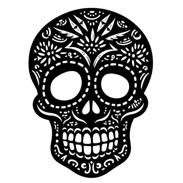 Free transparent PNG: Tribal-Inspired Black Floral Skull PNG with Bold Patterns