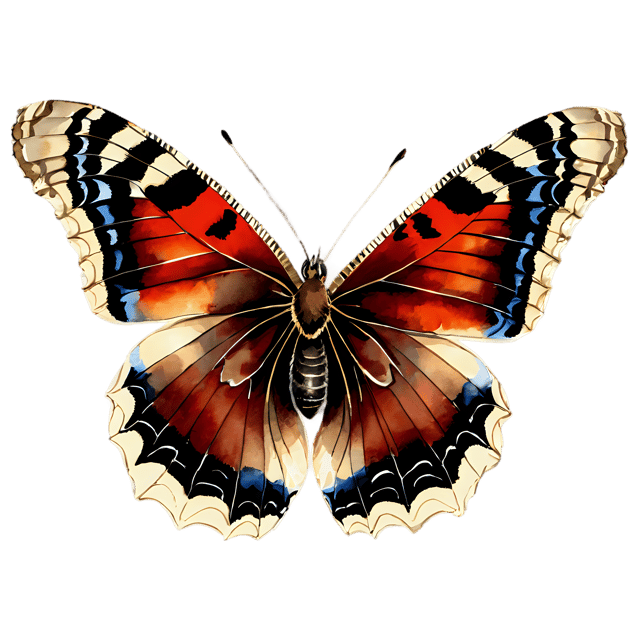 Free transparent PNG: Transparent PNG Mourning Cloak Butterfly - Watercolor Style Clipart