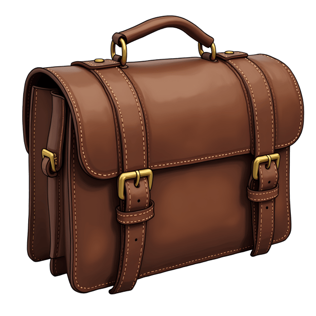 Free transparent PNG: Old Leather Satchel with Brass Buckles PNG Clipart