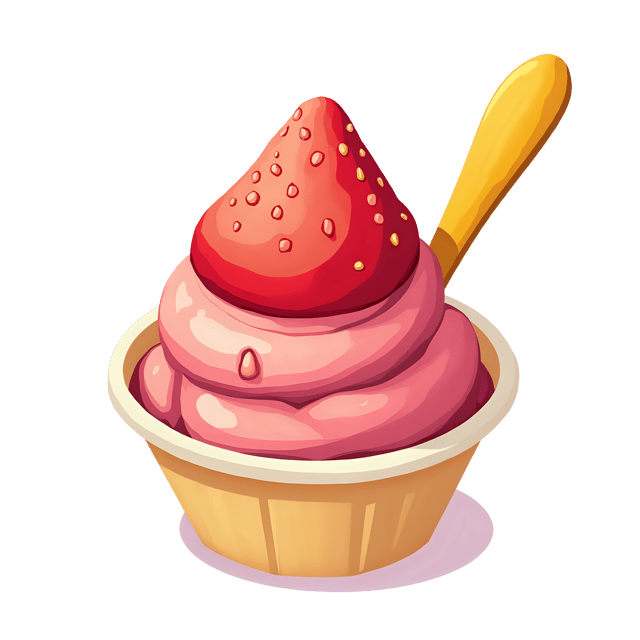 Free transparent PNG: Strawberry Ice Cream with Golden Spoon  Dessert Clipart, free downloadable png