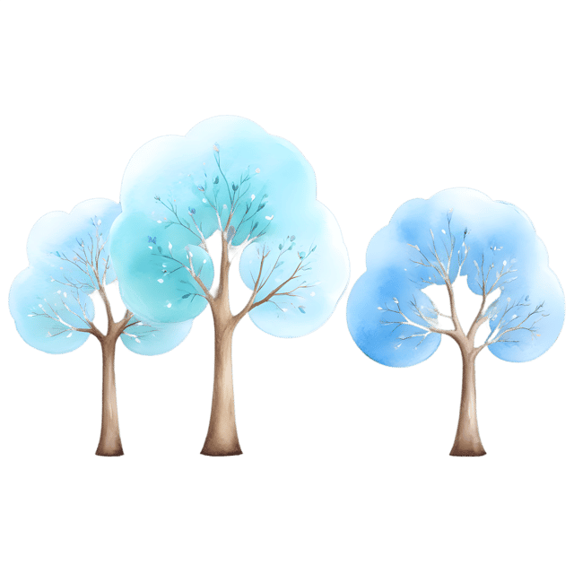 Free transparent PNG: Whimsical Trees PNG with Soft Branches and Clear Blue Sky for Artistic Imagery
