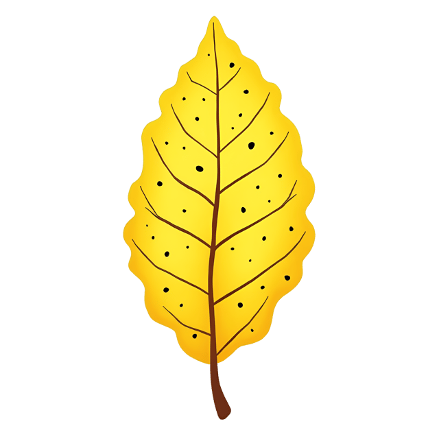 Free transparent PNG: Lemon-Yellow Leaf with Wavy Border and Tiny Black Spots Illustration