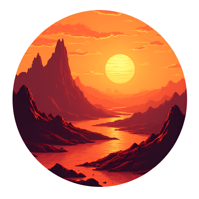 Free transparent PNG: Fiery Red Dwarf Planet Illustration with Molten Landscapes and Orange Skies