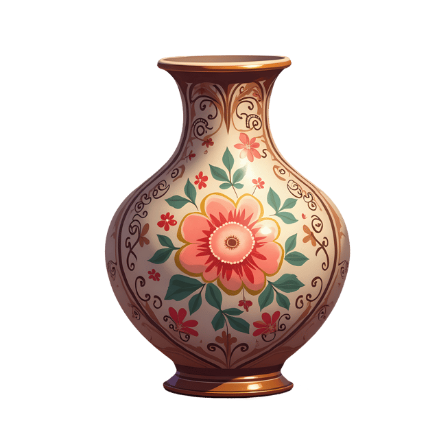 Free transparent PNG: Hand-Painted Antique Vase with Intricate Floral Designs PNG