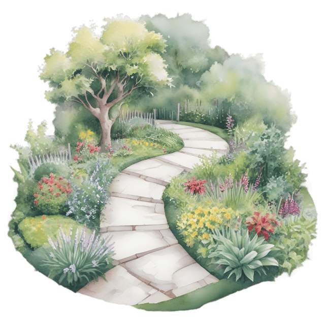 Free transparent PNG: Winding Paths in a Tranquil Garden PNG with Transparent Background for Nature Lovers