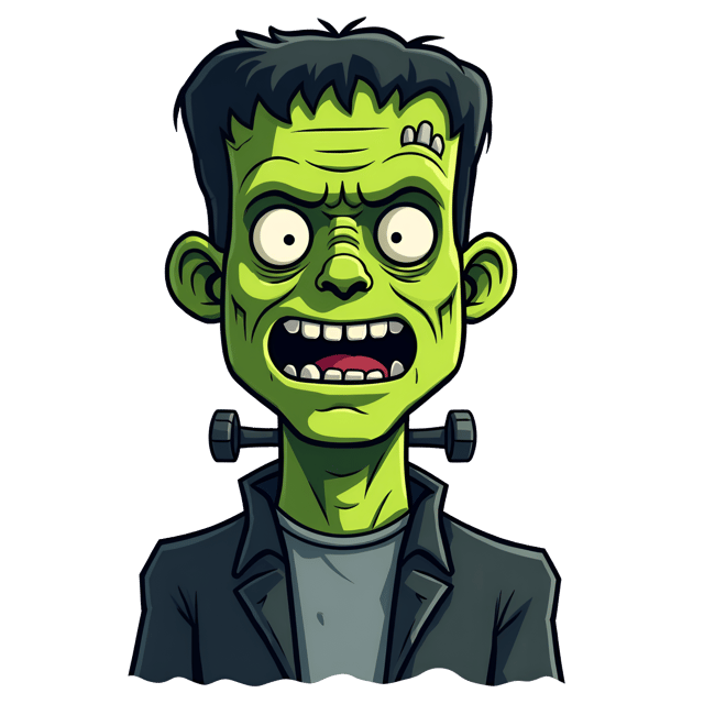 Free transparent PNG: Frankenstein Monster Clipart with Green Face and Bolts on Neck