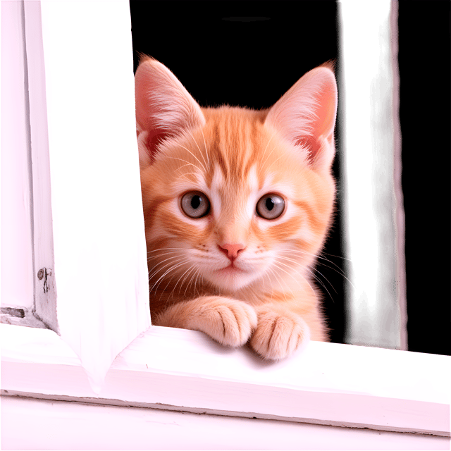 Free transparent PNG: Kitten Peering Out Window PNG with Transparent Background for Digital Art and Crafts