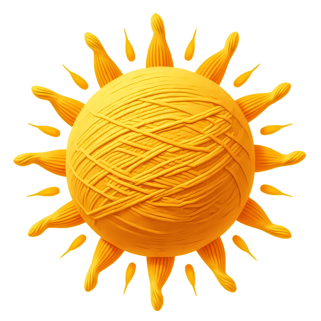 Free transparent PNG: Soft Yarn Sun with Happy Rays PNG Illustration for Warm and Inviting Designs