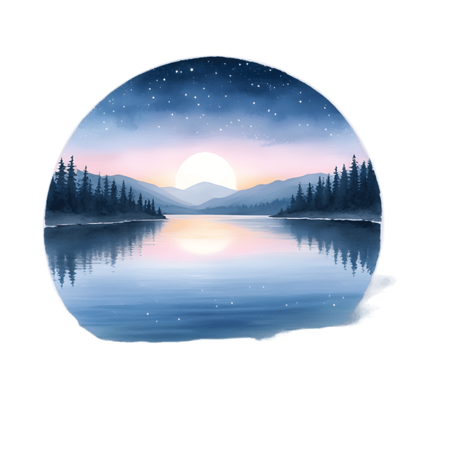 Free transparent PNG: Lakeside Twilight Scene with Distant Stars PNG Background