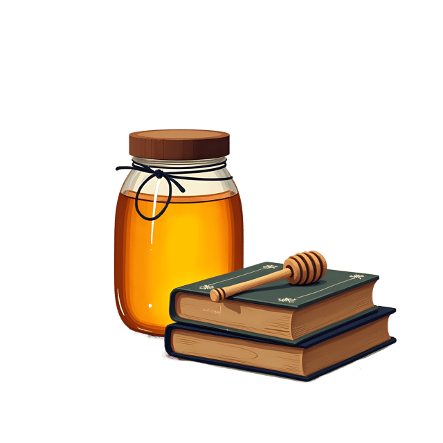 Free transparent PNG: Honey Jar and Book PNG with Transparent Background for Creative Use