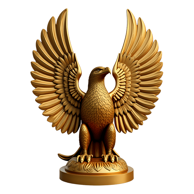 Free transparent PNG: Majestic Seated Eagle Gold Statue PNG with Transparent Background