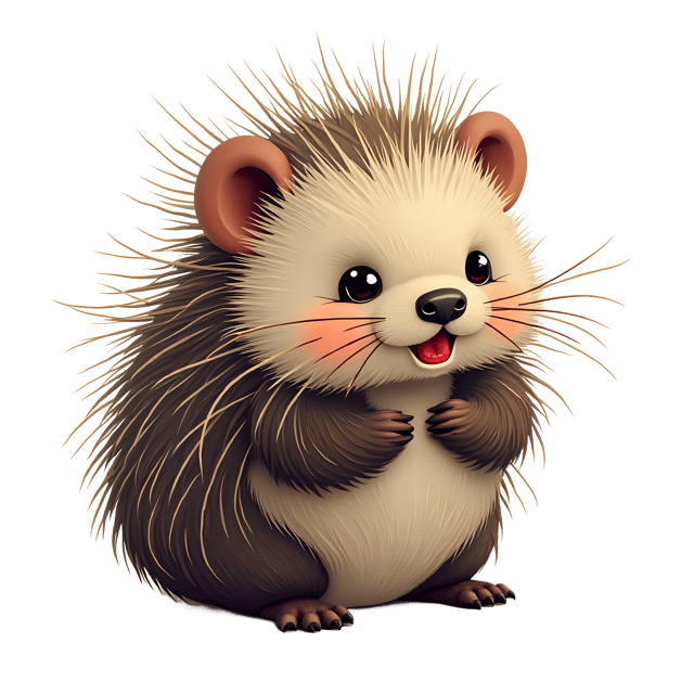 Free transparent PNG: Gentle Sweet Porcupine PNG Illustration with Transparent Background for Art and Crafts
