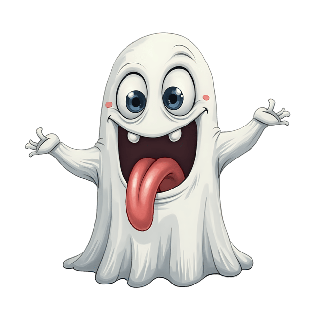 Free transparent PNG: Funny Ghost with Long Tongue and Wide Eyes PNG Transparent Background