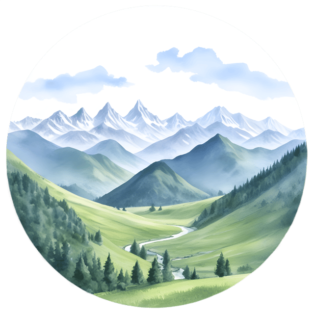 Free transparent PNG: Circular Panorama of Mountains and Valleys with Transparent Background