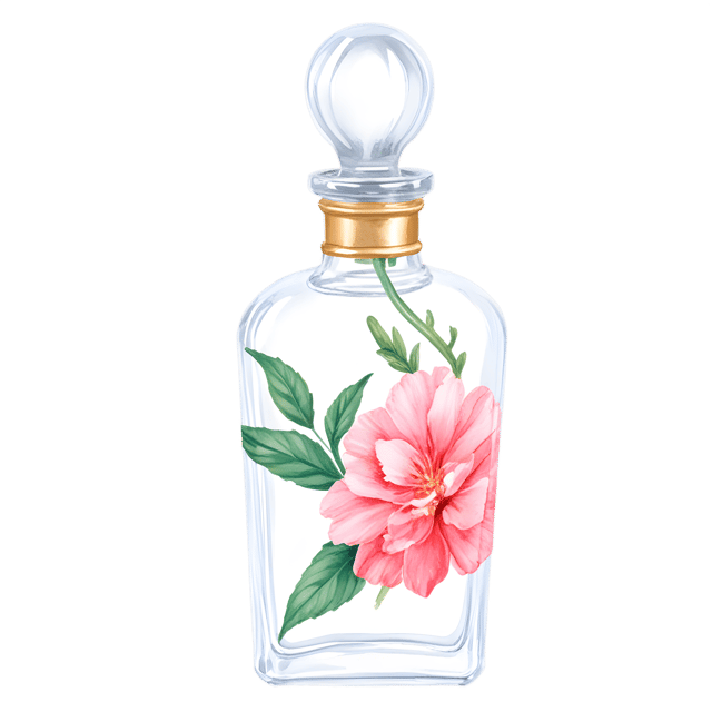 Free transparent PNG: Flowery Perfume Bottle PNG with Transparent Background