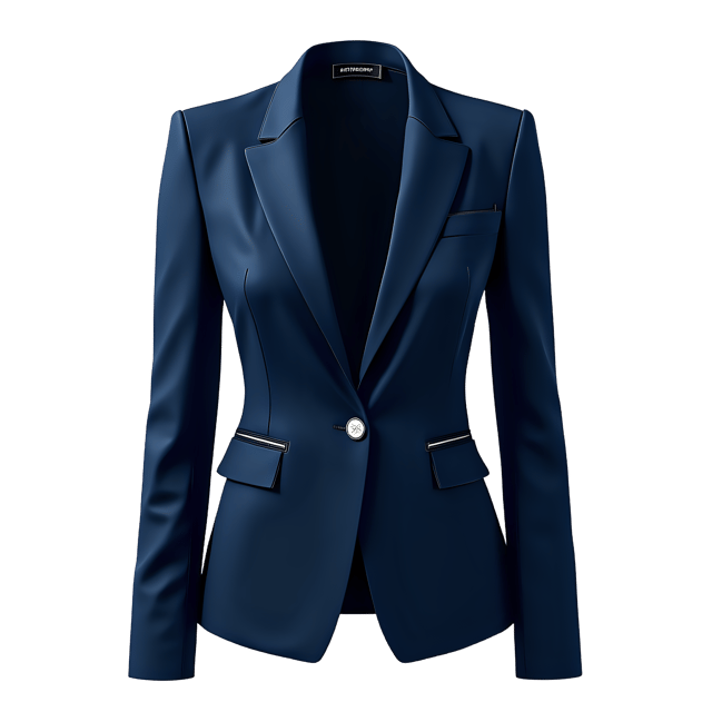 Free transparent PNG: Navy Blue Blazer PNG with Padded Shoulders and Silver Accents