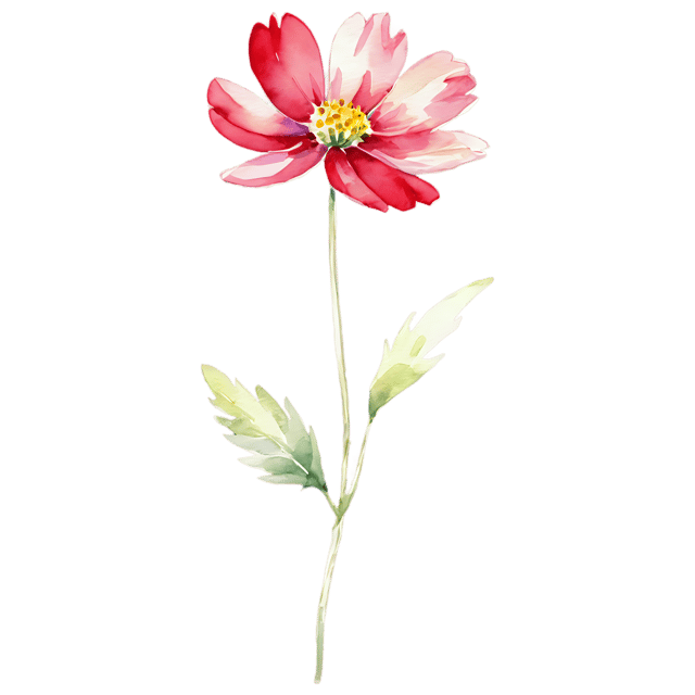 Free transparent PNG: Cosmos Flower Watercolor Illustration - Transparent PNG
