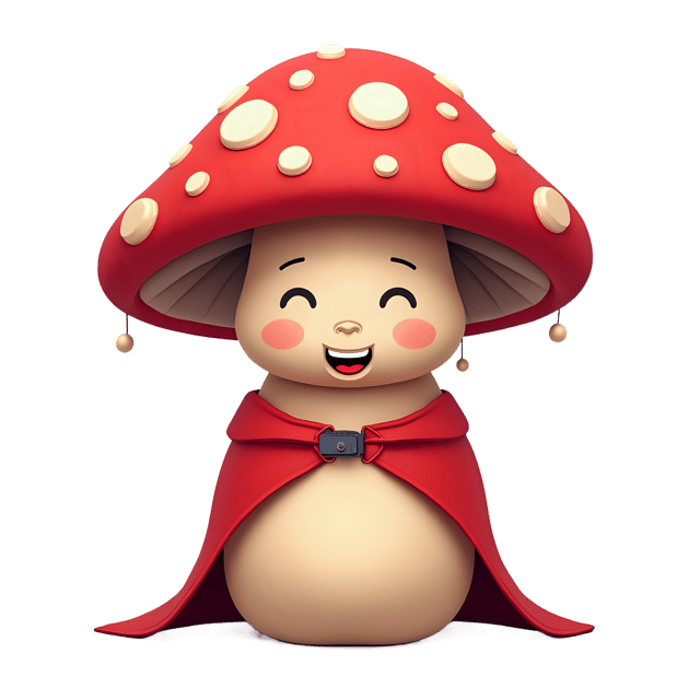 Free transparent PNG: Red Mushroom with Cape and Hood PNG Illustration for Nursery Decor and Crafts