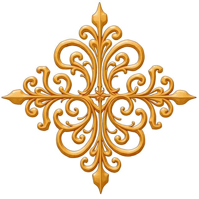 Free transparent PNG: Gleaming Gold Ornament Filigree Illustration with Whimsical Cartoon and Watercolor Style