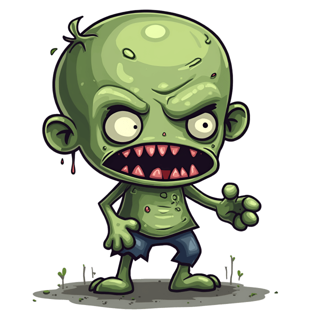 Free transparent PNG: Horrifying Zombie with Greenish Skin and Rottting Teeth Clipart