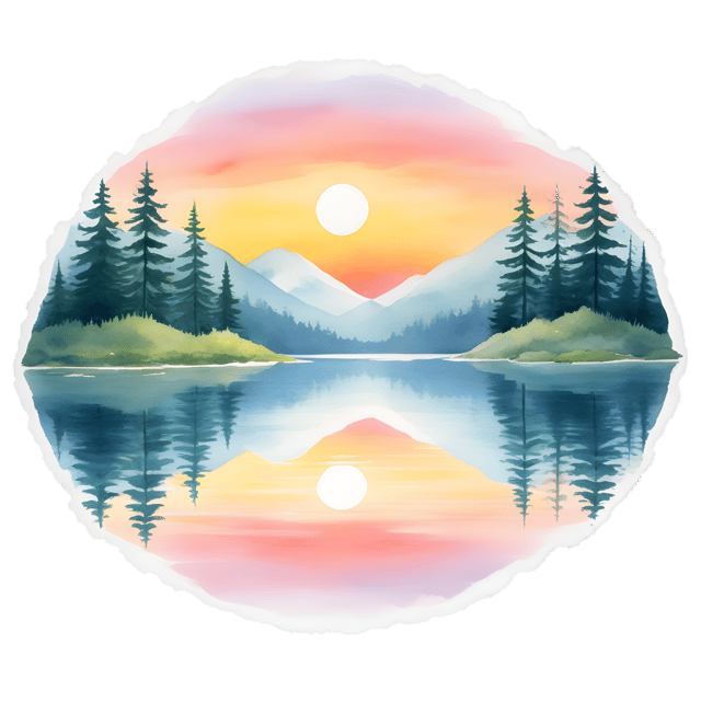 Free transparent PNG: Tranquil Lake Sunrise PNG Illustration for Nature and Serenity Themes