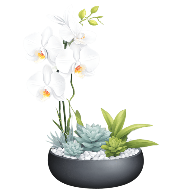 Free transparent PNG: Orchids and Succulents Creative Centerpiece PNG with Transparent Background