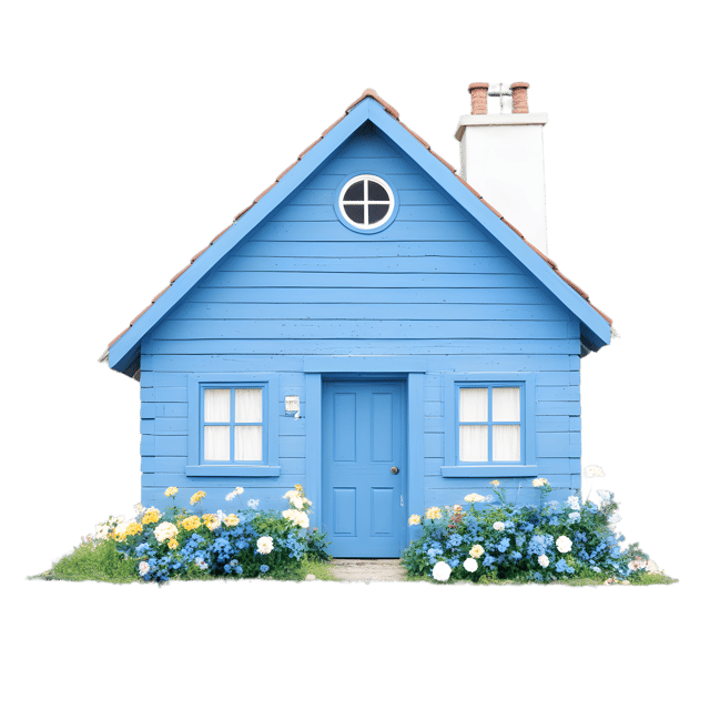 Free transparent PNG: Floral Blue Cottage PNG Image with Transparent Background for Art and Decor