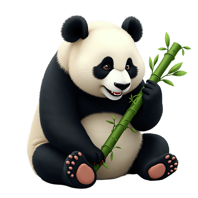 Free transparent PNG: Gentle Giant Panda Eating Bamboo PNG Transparent Background