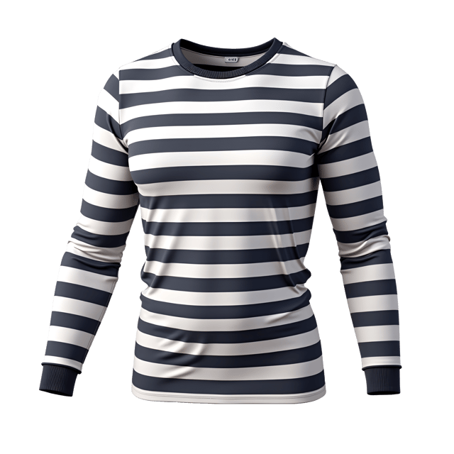 Free transparent PNG: Striped Long-Sleeve T-Shirt Illustration with Ribbed Crew Neckline