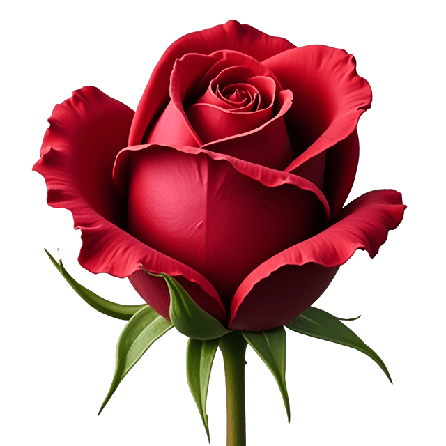 Free transparent PNG: Deep Red Rosebud Illustration with Glossy Sheen and Tight Folds