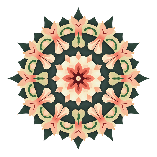 Free transparent PNG: Symmetrical Mandala Design with Earthy Tones and Nature Motifs for Calming Decor