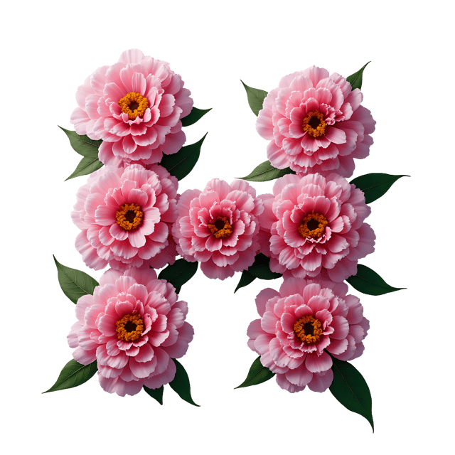 Free transparent PNG: Peonies H Letter PNG Design for Floral and Alphabet Art