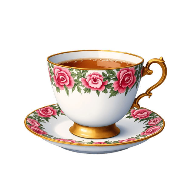 Free transparent PNG: Victorian Rose Garland Tea Cup  Elegant Clipart, free high-quality png download