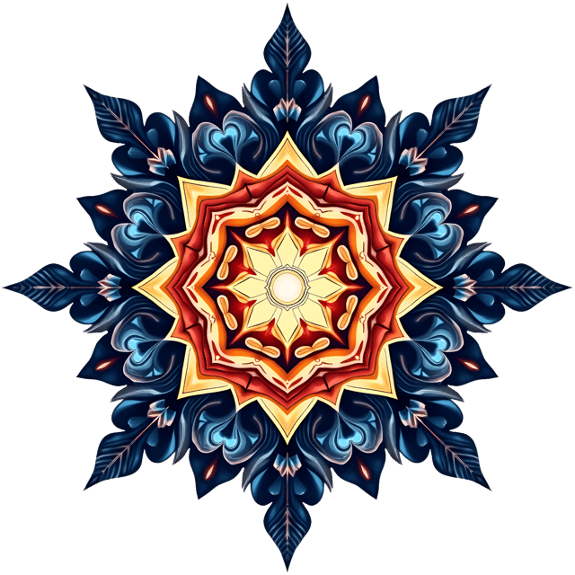 Free transparent PNG: Radiant Symmetrical Mandala with Celestial Elements - PNG Format