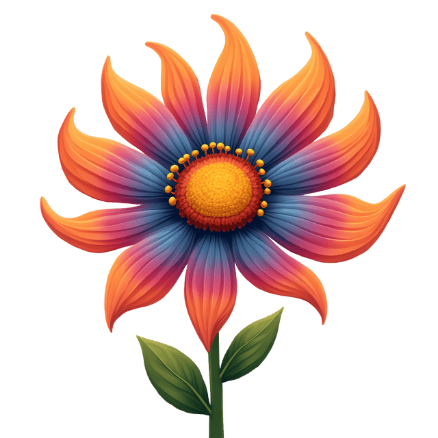 Free transparent PNG: Whimsical Animated Flower with Swirling Multicolored Petals PNG Clipart